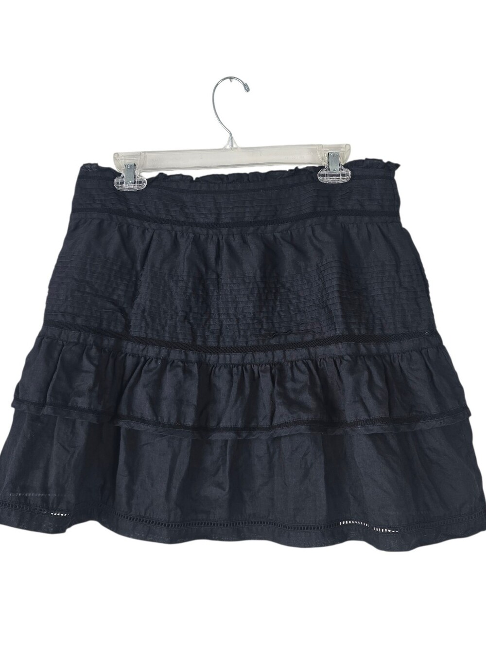 Maison Scotch & Soda Black Tiered Ruffle Mini Skirt XL Boho Pleated Skater
